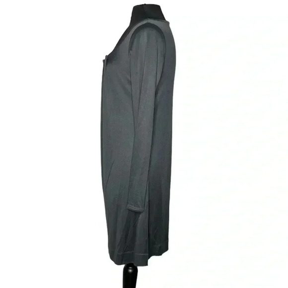 Whim Pleated Gray Midi Pull On Silk Blend Dress Size L - Picture 2 of 7